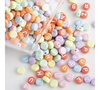 Lot de 1 000 perles rondes en acrylique avec lettres de l'alphabet de A à Z pour la fabrication de bijoux (colorées) - 4 x 7 mm