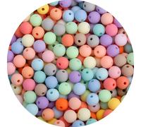 Lot de 1 000 perles rondes en acrylique mat de 6 mm, couleurs mélangées, givrées, en gomme, en résine plastique, pour la fabrication de colliers