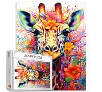 Lot de 1 000 puzzles, motifs animaux, girafe, graffiti, pour adultes, 27 x 20″, colorés, pour la décoration de la maison, puzzle familial, parfait pour les soirées de jeu