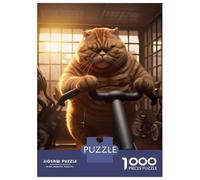 Lot de 1 000 puzzles pour adolescent - Gros chat perdant du poids - Jeu de casse-tête mais amusant et humoristique - Cadeaux uniques pour anniversaire et Noël - 52 x 38 cm - 1 000 pièces