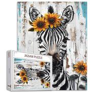 Lot de 1 000 puzzles pour adultes, motifs zèbre, peinture, tournesol, couronne, animal, art, pour la famille, pour activité stimulante, jeu, bricolage, décoration murale, cadeaux rétro (colorés)