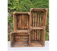 Lot de 1, 2, 3, 4, 6 ou 12 caisses en bois massif 50x40x30 cm effet brûlé - Solides et pratiques - Pour rangement ou décoration - Style rustique et vintage (2)