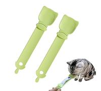 Lot de 1/2/3 cuillères à presser pour chat - Cuillère à friandise - Rayures de chat - Distributeur de nourriture pour animaux de compagnie (2 verts)
