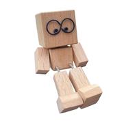 Lot de 1/2/3 figurines en bois agitant - Charmante petite figurine en bois qui vacille avec 12 expressions magnétiques - Figurine d'action faite à la main comme ornement de voiture - Décoration