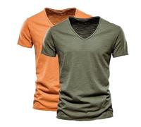 Lot de 1/2/3 T-Shirts à Manches Courtes Homme Été Tee Shirt Décontracté en Coton Haut Col V Couleur Unie T-Shirt Confortable Respirant Casual Tops 2025