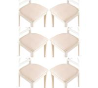 (Lot De 1/2/4/6) Coussin De Chaise De Cuisine, Galette De Chaise De Salle À Manger Avec Attaches, 40 X 43cm Coussin De Siège De Bureau Imperméable En Cuir PU ( Color : Beige , Size : 43*40cm(Set Of 6)