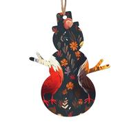 Lot de 1, 2, 4, 6 décorations de Noël en bois avec imprimé poules mignonnes en forme de coq - 4 options de formes : ange, cloche, arbre, bonhomme de neige | Bois sculpté respectueux de l'environnement