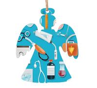 Lot de 1, 2, 4, 6 décorations de Noël en bois imprimé avec motif de médecine de dessin animé - 4 options de formes : ange, cloche, arbre, bonhomme de neige | Bois sculpté respectueux de