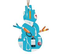 Lot de 1, 2, 4, 6 décorations de Noël en bois imprimé avec motif de médecine de dessin animé - 4 options de formes : ange, cloche, arbre, bonhomme de neige | Bois sculpté respectueux de