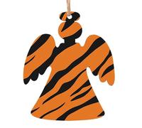 Lot de 1, 2, 4, 6 décorations de Noël en bois imprimé léopard orange - 4 formes au choix : ange, cloche, arbre, bonhomme de neige | Bois sculpté respectueux de l'environnement pour décoration de sapin