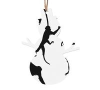 Lot de 1, 2, 4, 6 décorations de Noël en bois imprimé singe Gibbon noir - 4 formes au choix : ange, cloche, arbre, bonhomme de neige | Bois sculpté respectueux de l'environnement pour décoration de