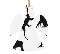 Lot de 1, 2, 4, 6 décorations de Noël en bois imprimé singe Gibbon noir - 4 formes au choix : ange, cloche, arbre, bonhomme de neige | Bois sculpté respectueux de l'environnement pour décoration de