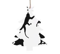 Lot de 1, 2, 4, 6 décorations de Noël en bois imprimé singe Gibbon noir - 4 formes au choix : ange, cloche, arbre, bonhomme de neige | Bois sculpté respectueux de l'environnement pour décoration de