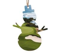 Lot de 1, 2, 4, 6 décorations de Noël en bois imprimées sur un terrain de golf de plage - 4 formes au choix : ange, cloche, arbre, bonhomme de neige | Bois sculpté respectueux de l'environnement pour