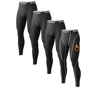 Lot de 1, 2, 4 pantalons thermiques pour hommes Long Johns doublés polaire Leggings de compression athlétiques Sous-vêtements bas, Taille L
