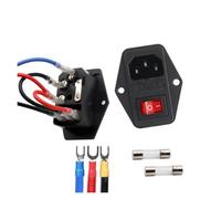Lot de 1/2/5 prises de courant 10 A 250 V avec interrupteur à bascule triple rouge et fusible for pièces d'imprimante 3D (1 pièce sans)