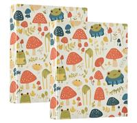 Lot de 1/2 classeurs à 3 anneaux avec couverture de poche Motif grenouilles et champignons de safari fumées 3,8 cm
