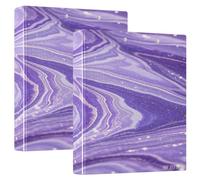 Lot de 1/2 classeurs à 3 anneaux avec poches en faux grain de marbre violet à paillettes de 2,5 cm et demi