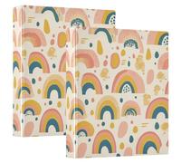 Lot de 1/2 classeurs à 3 anneaux de style bohème arc-en-ciel mignon de 2,5 cm et demi avec porte-bloc Fournitures de bureau Couverture rigide