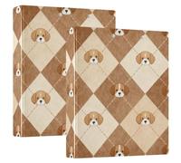 Lot de 1/2 classeurs pour cahiers à anneaux ronds avec poches intérieures - 1/2 classeur de bureau à couverture rigide