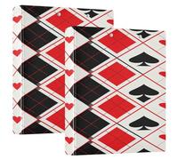 Lot de 1/2 classeurs ronds à anneaux avec poches intérieures Noir/rouge Poker 3,8 cm 200 feuilles