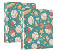 Lot de 1/2 classeurs ronds à anneaux ronds de 3,5 cm et demi motif baseball avec presse-papiers, fournitures de bureau, couverture rigide