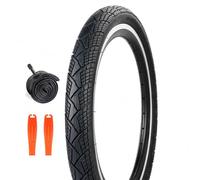 Lot de 1/2 pneus de vélo Cruiser 20/24/26 x 1,75, pneus de vélo de route avec valve Schrader compatibles avec 20/24/26 x 1,50/1,75/1,90 MTB/tricycle/vélo tout-terrain