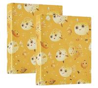 Lot de 1/2 reliures à trois anneaux avec couverture de poche Motif poissons mignons de dessin animé 3,8 cm