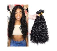 Lot de 1/3/4 trames de cheveux humains ondulés de 20,3 à 101,6 cm - Malaisie - Cheveux Remy non traités - Couleur noire naturelle (20 22 24 26)