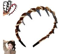 Lot de 1/3 bandeaux vintage avec perles artificielles Cranium - Élégant et antidérapant - Accessoires pour cheveux rétro classiques avec anneau à dents (marron)