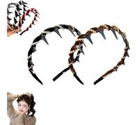 Lot de 1/3 bandeaux vintage avec perles artificielles de cranium - Élégant et antidérapant - Accessoires pour cheveux rétro classiques avec anneau à dents (2-A)