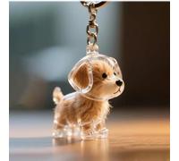 Lot de 1/4 porte-clés transparents en forme de poils de chien faits à la main en acrylique pour chiot, pendentifs, bijoux, porte-clés, 4,5 x 4,9 x 2,5 cm