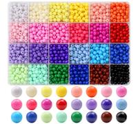 Lot de 1 440 perles rondes en acrylique couleur bonbon de 6 mm, 24 couleurs assorties, en plastique, avec trou, pour bracelets, colliers, fabrication