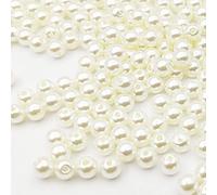 Lot de 1 450 perles artificielles rondes blanches de 6 mm - Perles décoratives polies brillantes - À enfiler - Pour la fabrication de bracelets, la fabrication de bijoux, la décoration