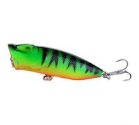 Lot de 1/5 leurres de pêche Popper de 6,5 cm - Appât dur flottant - Action anti-éclaboussures - Multicolore - 12 g - Pour bar, Snook Tarpon en plastique (PO030-3)