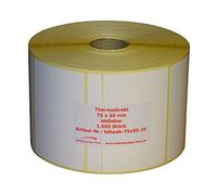 Lot de 1 500 étiquettes thermiques sur rouleau - 75 x 50 mm - 1 500 pièces - Douille 25 mm