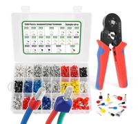 Lot de 1 500 outils à sertir pour virole 0,25 à 10 mm² (200 tubes doubles et 1300 tubes simples), connecteurs à sertir embouts de fil, outil de sertissage de fil à cliquet auto-réglable