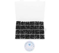 Lot de 1 850 perles rondes en acrylique avec lettres et chiffres, pour l'éducation préscolaire, bijoux à faire soi-même, blanc sur noir, 4 x 7 mm
