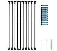 Lot de 1 à 10 axes réglables en fer noir pour escaliers intérieurs, greniers, villas et balcons - 100 cm à 150 cm de haut longueurs personnalisables