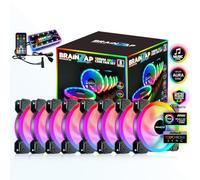 Lot de 1 à 10 ventilateurs BRAINZAP 120 mm LED A-RGB/RGB Silent Case avec boîtier de contrôleur MSI Aura Asus Gigabyte Coolmoon (8 ventilateurs + contrôleur)