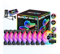 Lot de 1 à 10 ventilateurs BRAINZAP 120 mm LED A-RGB/RVB silencieux avec boîtier de contrôleur MSI Aura Asus Gigabyte Coolmoon (9 ventilateurs + contrôleur)