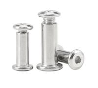 Lot de 1 à 10 vis Chicago à tête plate hexagonale M3 M4 M5 M6 M8 en acier inoxydable avec rivets argentés for lit et armoire(6mm)