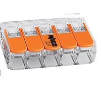 Lot de 1 à 100 bornes à levier à 5 entrées WAGO 221-415, orange