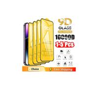 Lot de 1 à 5 protections d'écran en verre trempé 9D compatibles avec iPhone 15, 14, 13, 16, 12, 11 Pro Max, X, XR, XS Max, 7 Plus et iPhone 16 Pro