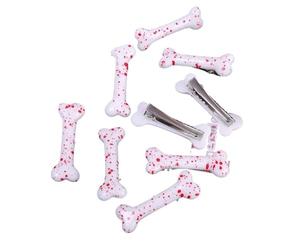 Lot de 1 à 6 épingles à cheveux noires et blanches en forme d'os pour femme Sweet Gril Y2K - Jolies barrettes à cheveux - Serre-tête amusant et vif - Os de chien - Épingles à clip latérales (blanc-02