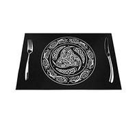 Lot de 1 à 6 sets de table tissés avec runes scandinaves, bouclier viking, sets de table lavables en PVC pour table de cuisine, 45,7 x 30,5 cm