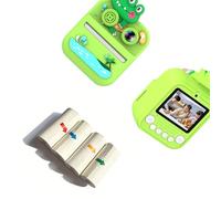 Lot de 1 appareil photo d'impression pour enfants avec objectifs avant et arrière, boîtier en ABS, lecteur de cartes de 32 Go, 4 papiers photo conviviaux, résistant aux chocs