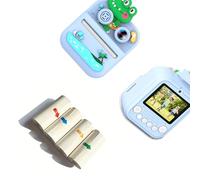 Lot de 1 appareil photo numérique S avec coque antichoc et lecteur de carte mémoire 32 Go 4 papiers d'impression sécurisés Famille