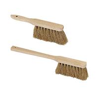 Lot de 1 balayette industrielle de 28 cm + 1 balayette à long manche en coco de 43 cm
