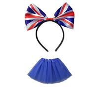 Lot de 1 bandeau à nœud anglais avec 1 jupe de ballet en tulle, diadème anglais, robe de fée princesse moelleuse, spectacle de danse, costume de fête en maille pour Halloween, fête d'anniversaire.